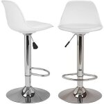 Tabouret de bar contemporaine - she - haute qualit� blanc chaide haute - lot de 2 - r�glable en hauteur ...