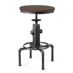 Tabouret de bar costway hauteur rglable 595 - 75cm style industriel avec repose - pied et sige rotable ...