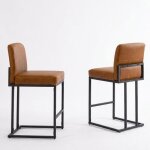 Tabouret de bar en cuir pu - lunsy - gris fonc� - 39x47x904 cm - hauteur dassise 61 cm - cuir pu hydrofuge ...