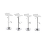 Tabouret de bar design - lot de 4 - blanc - r�glable en hauteur - rotation 360� - base stable