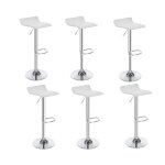 Tabouret de bar design en cuir simili et m�tal chrom� - lot de 6 - r�glable - blanc