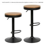 Tabourets de bar design noir r�glables en hauteur 55 - 75 cm - lot de 2 - dingxiang