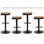 Tabourets de bar design noir r�glables en hauteur 55 - 75 cm - lot de 4 - dingxiang