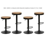 Tabourets de bar design noir r�glables en hauteur 55 - 75 cm - lot de 4 - fasike