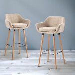 Tabourets de bar design scandinave grand confort et patins antidérapants - lot de 2 - beige Tabourets de bar design scandinave grand confort et patins antidérapants - lot de 2 - beige