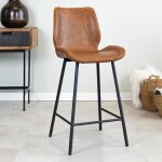 Tabouret de bar - dimehouse - beau - marron - m�tal - simili cuir