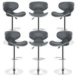 Tabouret de bar avec dossier en forme de papillon gris - lot de 6