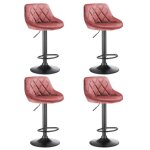 Tabourets de bar avec dossier en velours rose - goldcmn - lot de 4 - contemporain - design