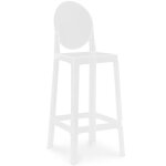 Tabouret de bar avec dossier victoire - 75cm - design transparent blanc Tabouret de bar avec dossier victoire - 75cm - design transparent blanc