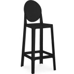 Tabouret de bar avec dossier victoire - 75cm - design transparent noir