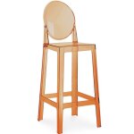 Tabouret de bar avec dossier victoire - 75cm - design transparent orange transparent