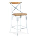 Tabouret de bar effet vieilli carey 100cm naturel & blanc
