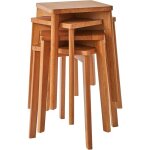 Tabouret de bar empilable en bois massif - zgeer - 4 pi�ces - couleur bois de cerisier - 44x44x45 cm ...