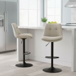 Tabourets de bar ensemble de 2 pivotants hauteur r�glable avec dossier et repose - pieds acier blanc