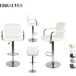 Tabouret de bar errolves� - lot de 4 - blanc - hauteur r�glable 65 - 75 cm