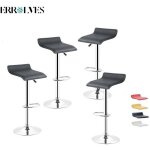 Tabouret de bar - errolves - lot de 4 - noir - hauteur ajustable 55 - 75 cm