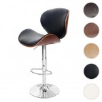Tabouret de bar - foxrock - bois courb - similicuir noir - design rtro