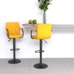 Tabourets de bar - garnaco - jaune moutarde - velours - rglable en hauteur - lot de 2