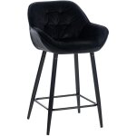 Tabouret de bar gibson - clp - noir - velours - pieds en mtal - repose - pieds - elgance - chic - intrieur ...