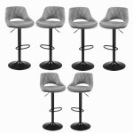 Tabouret de bar gris clair - shenglimeii - lot de 6 - velours - hauteur 75 cm