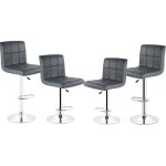 Tabourets de bar gris hauteur réglable rotatif - moderne carré - design - lot de 4 Tabourets de bar gris hauteur réglable rotatif - moderne carré - design - lot de 4