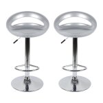 Tabourets de bar gris - luxs - lot de 2 - rglable en hauteur - rotation 360%