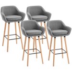Tabourets de bar homcom design scandinave - lot de 4 tabourets de bar avec repose - pieds et accoudoirs ...