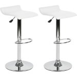 Tabouret de bar - homy casa - hauteur r�glable - si�ge blanc en simili - support en acier inoxydable
