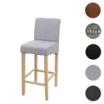 Tabouret de bar mcw - c33 bois gris clair pieds clairs tissu textile