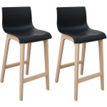 Lot de tabourets de bar et dîlot en chêne et assise plastique 65cm Lot de tabourets de bar et dîlot en chêne et assise plastique 65cm
