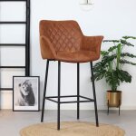 Tabouret de bar industriel - bronx71 - club - �co - cuir - marron - m�tal
