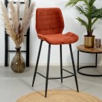 Tabouret de bar industriel - bronx71 - toby - velours et métal noir - jaune et rouge Tabouret de bar industriel - bronx71 - toby - velours et métal noir - jaune et rouge