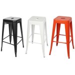 Tabouret de bar industriel (noir) - comptoir cuisine bistrot - lot de 4