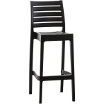 Tabouret de bar pour interieur ou exterieur en plastique noir empilable avec repose pieds 10 0000656