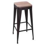 Tabouret de bar joris m�tal et bois noir - atmosphera cr�ateur dint�rieur