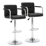 Tabourets de bar - kangfun - lot de 2 - noir - simili