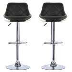 Tabourets de bar keisha - simili noir et blanc - h 85 / 105 cm - en forme de cuillre