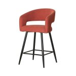 Tabouret de bar l�na tissu terracotta pieds m�tal noir takasit
