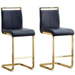 Tabourets de bar (lot de 2) - cuir pu noir haut de gamme / pieds m�talliques dor�s - 39�465�965 cm multicolore ...