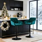 Tabouret de bar - �lot de 2 velours - r�glable en hauteur - pivotant avec dossier et accoudoirs - ainpecca ...