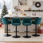 Tabouret de bar - �lot de 4 velours - r�glable en hauteur - pivotant avec dossier et accoudoirs - ainpecca ...