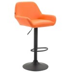 Tabouret de bar - magnieu - cuir synth�tique - orange - r�glable en hauteur - avec accoudoirs
