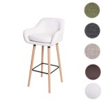 Tabouret de bar - malm t381 - blanc - simili cuir - accoudoirs - cuisine