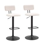 Tabouret de bar en m�tal avec dossier hauteur r�glable noir et blanc