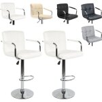 Tabourets de bar mia - lot de 2 - blanc - r�glables en hauteur - assise en pu doux