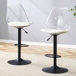 Tabourets de bar modernes - 2 pi�ces - r�glables en hauteur - dossier transparent - si�ge en cuir pu