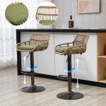 Tabourets de bar - oem - ensemble de 2 - r�glables en hauteur - vert - rembourr�s - pivotants 360�