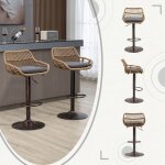Tabouret de bar moderne jeu de 2 chaises r�glables avec repose - pieds pour cuisine salle � manger (gray) ...