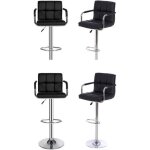 Tabouret de bar noir - lot de 4 chaises de bar - hauteur rglable - dossier confortable