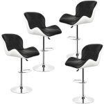 Tabourets de bar noir et blanc en similicuir - lot de 4 - r�glable pivotant si�ge design